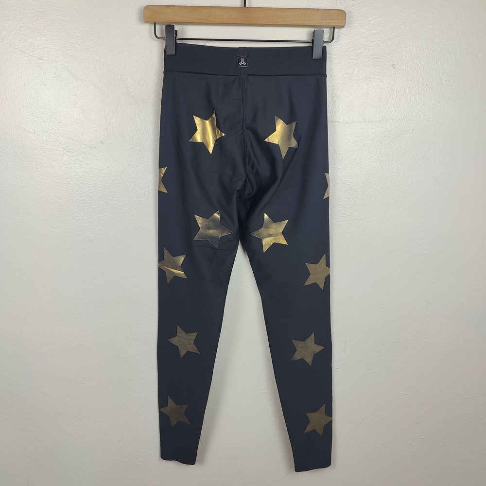 Ultracor Leggings‎ Womens XS Black Gold Star Foiled Print Athletic Compression - Picture 6 of 10